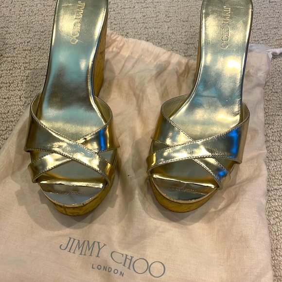 Jimmy Choo Shoes - Jimmy Choo gold platform sandals